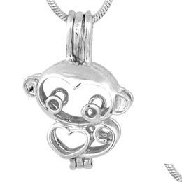 Pendant Necklaces 18Kgb Funny Monkey Pearl Cage For Diy Wish Love Jewellery Good Gift Women P87 Drop Delivery Pendants Dhjty