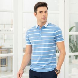 Men's Polos Stripe Polo Shirt Cotton Loose Short Sleeve Summer Big Size Men Business Casual Top Oversized Mens Clothing Fs029