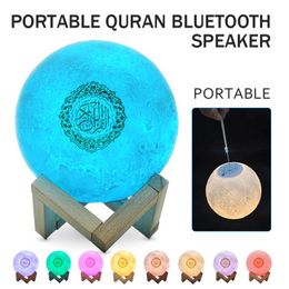 Portable Speakers Bluetooth Speaker Wireless Muslim Night Lamp Quran 3D Moon With Remote Control APP Touch LampPortable