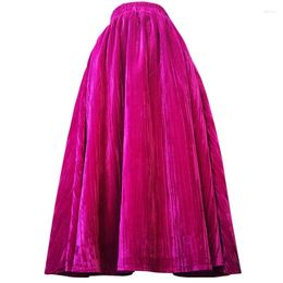 Skirts French Style Retro Velvet Ball Gown Women Elegant High Waist Big Swing Umbrella