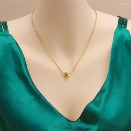 Chains Simple 18K Gold Plated Stainless Steel Bead Necklace Women Men Jewellery Lucky Round Wholesale