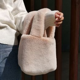 Evening Bags Faux Rabbit Fur Women Small Shoulder Winter Soft Plush Ladies Clutch Purse Handbags Female Warm Furry Tote Underarm Bag 230203