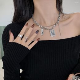 Choker Personality Double Layered Necklace For Women Men Hip Hop Letter Square Pendant Gothic Girl Chocker Neck Jewellery Accessorie Gift