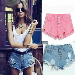 Women's Shorts Denim Women Ladies 2023 Sweet Tassel Hole Mid Waist Short Jeans Sexy Mini Booty Candy Colors White Black