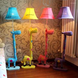 Floor Lamps Decoration Stand Lamp Fabric Animal Blue/ Yellow/ Pink Spotted Giraffe Kids Lighting Light For Living Room Bedroom