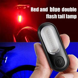 s Mini Bike Red/Blue Flashing Warning Cycling Rear Light USB Rechargeable Bicycle Taillight Safety Night Running Lamp 0202