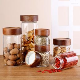 Storage Bottles Glass Containers High Borosilicate Jars Kitchen Food Canisters With Acacia Wood Lids For Coffee Beans/Sugar/Nuts