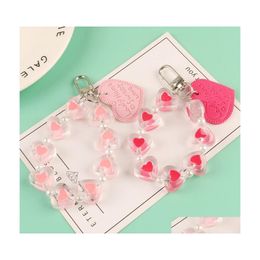 Portachiavi Creativo Resina Cuore Bracciale Portachiavi Per Donna Ragazza Colorf Pelle Amore Portachiavi Charm Bag Catene Ciondolo Auto Regali C3 Dr Dheli