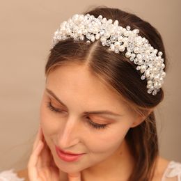 Wedding Hair Jewellery Bridal Tiara Headwear Pearl crown Princess Pear Crystal headband Accessories 230202