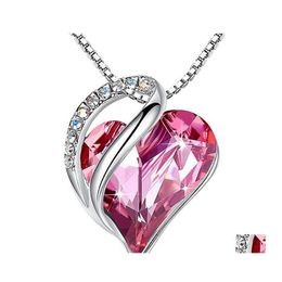 Pendant Necklaces Ocean Heart Necklace 12 Birthstone Rhinestone Crystal Zircon For Women Girl Party Wedding Jewellery Drop Delivery Pen Ot3Sg