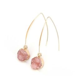 Dangle Chandelier Resin Stone Earrings Druzy Drusy For Women Gold Plating Round Circle Shape Ear Wedding Jewellery Gifts Drop Deliver Otbzr