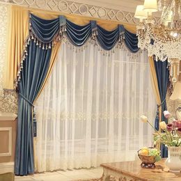 Curtain European Style Luxury High-end Velvet Dark Blue Thickened Shading Bedroom Living Room Quiet Wind