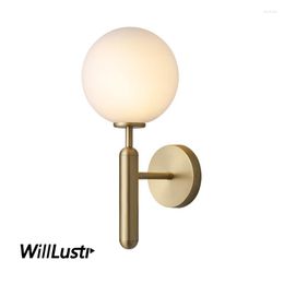 Wall Lamp White Glass Globe Sconce Aquatex Water Wave Light Copper Black Metal Porch El Cafe Bedside Staircase Lighting