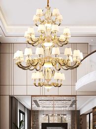 Chandeliers Zinc Alloy LED Chandelier Lighting European Luxury Duplex Apartment El Big Fixtures Lobby Villa Jade Creative Hanging Lamp