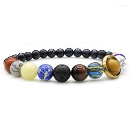 Strand Selling Fashion Handmade Eight Planets Blue Sandstone Volcanic Natural Stone Beads Bracelet