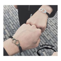 Link Chain Selling Handcuff Charm Bracelet Adjustable Vintage Handmade Mens Bracelets Couple For Women Men Drop Delivery Jewellery Otqjm