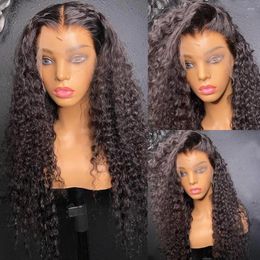 Brazilian Remy Curly 13x4 Lace Front Human Hair Wigs 30 32 Inch Transprent Loose Deep Wave 5x5 Closure Wig For Black Women