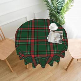 Table Cloth Tartan Plaid Black White Red Line Scottish Green Christmas Checked Round Waterproof Washable Cover
