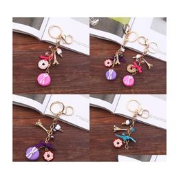 Key Rings Fashion Jewellery Accessories Cake Mobile Ring Iron Tower Aroon Keys Buckle Bag Pendant Ornaments Keychains Female 3 78Fr Dhdzq