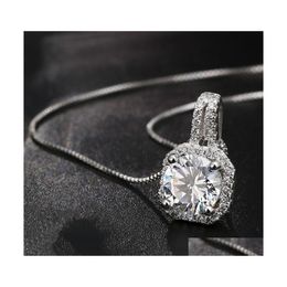 Pendant Necklaces Fashion Exquisite Single Cut Diamond Ladies Luxury Necklace Shiny Zircon Gemstone For Wedding Gifts Luckyhat Drop Dhcgo