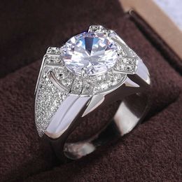 Solitaire Ring Luxury Men S925 Stamp Silver Colour s Women AAA Zircon Moissanite for Anniversary Father's Day Birthday Gift Jewellery Y2302