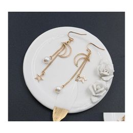 Dangle Chandelier Fashion Jewellery Womens Earrings Moon Star Chain Tassel Feather Asymmetrical Drop Delivery Dhtyp