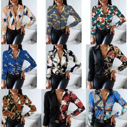 Einzelhandel Casual Tank Top Bluse Damen Designerkleidung Langärmeliges Hemd Color Blocking