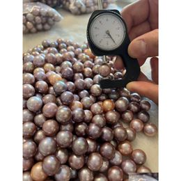 Pearl Loose Big Edison 1315Mm Size Freshwater Natural Purple Color Round Pearls For Women Jewelry Drop Delivery Dhzrp