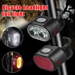 Lights Waterproof USB Headlight Mini Safety Warning Bike Rear White Front Bicycle Lamp Red Taillight Cycling Accessories 0202