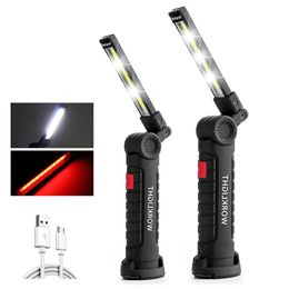 Flashlights Torches COB LED USB Rechargeable Portable Work Light Magnetic Base Hanging Lamp With Battery Camping Torch