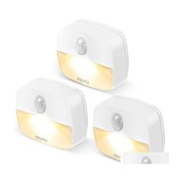 Night Lights Motion Sensor Light Indoor Batterypowered Led With Sticky Lamp Wall Suitable For Drop Delivery Lighting Dhmda