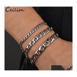 Link Chain Simple Stainless Steel Link Bracelet For Mens Classic Cuban Bracelets Gold Sier Accessories Jewellery Women Drop Delivery Otta8