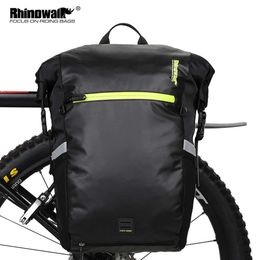 Panniers s Rhinowalk Pannier 24L Waterproof Bicycle Rear Seat Cycling Backpack Luggage Shoulder Bag Bike Accessories 0201