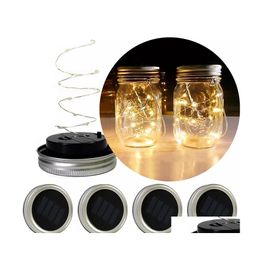 Led Strings Solar Powered Mason Jars Light 10 String Fairy Star Lights Screw On Sier Lids For Glass Christmas Garden Drop Delivery L Dhko0