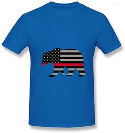 Men's T Shirts Short Sleeve Crewneck Tee American Red Thin Line Flag T-Shirt 2023 Summer Mens Cool Adult All Cotton TShirt