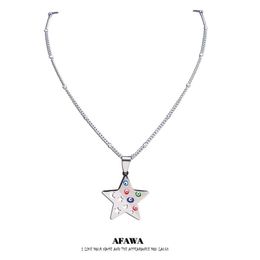 Pendant Necklaces Colorful Turkey Eyes Pentagram Moon Stainless Steel Women Silver Color Islam Chain Jewelry Bijoux N5237S01