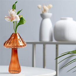 Vases Nordic Mushroom Glass Vase Creative Hydroponics Bottle Desktop Crafts Ornament Living Room Home Office Decor