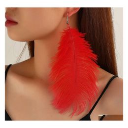 Dangle Chandelier Europe Fashion Jewelry Exaggeration Feather Earrings For Women Long Tassel Female Ear Ornaments Drop Delivery Dhhw7