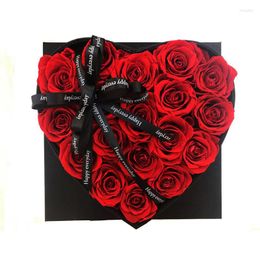 Decorative Flowers Luxury Gift For Boyfriend Loving Heart Preserved Rose Flower With Box