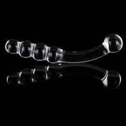 Anal Toys Double Crystal Purple Glass Dildo Artificial Penis Granule Spiral G Spot Simulator Adult Sex Toys for Woman Masturbator 230202