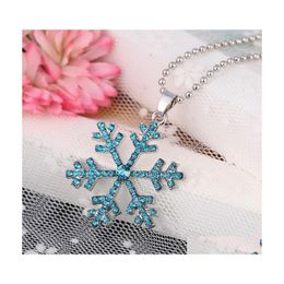 Pendant Necklaces Pretty Snowflake Crystal Necklace Movie The Snow Queen Statement Drop Delivery Jewelry Pendants Dhu3F