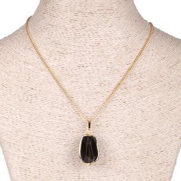 Pendant Necklaces KEJIALAI Natural Stone Necklace Golden Color Chain Original Style For Women Gift Semi-precious