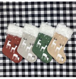 Christmas Decorations Stockings Cute Reindeer Print Large Hanging With Faux Fur Cuff For Home