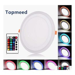 Led Panel Lights Acrylic Dimmable Dual Color White Rgb Embeded Light 6W 9W 18W 24W Downlight Recessed Indoor Lighting With Remote Dr Dhnsc