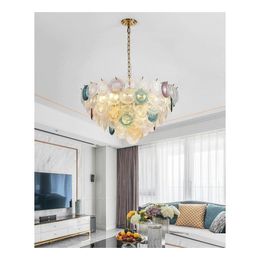 Pendant Lamps Modern Stained Glass Led Chandelier Lights Fashion Color Creative Bedroom Personality Dining Room Living Drop Delivery Dhe6W