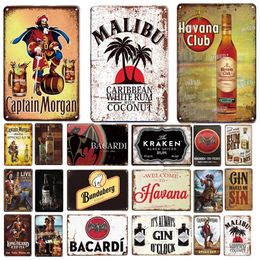 Vintage Metal tin sign Plate Rum Beer Brand Metal Sign Tin Signs Captain Morgan Plaque Retro Plate for Bar Pub Club Man Cave Wall Decor 30X20cm w01