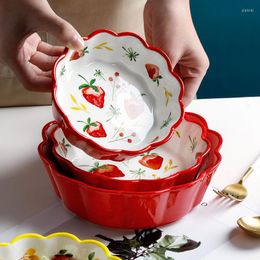 Bowls Japanese Tableware Ceramic Fruit Salad Bowl Cute Creative Noodle Rice Personality Household