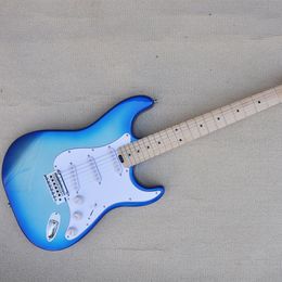 6 Strings Blue Electric Guitar com 22 Frets SSS Pickups Maple Artlebox personalizável
