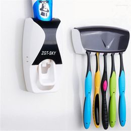 Bath Accessory Set ONEUP Automatic Toothpaste Dispenser 5 Toothbrush Holder Wall Mount Home Bathroom Supplies Toiletries Accessories