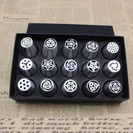 Baking Tools 15Pcs/Lot Russian Tulip Nozzles Stainless Steel Icing Piping Cakes Cupcakes Rose Pastry DIY Cake Decorating Tips